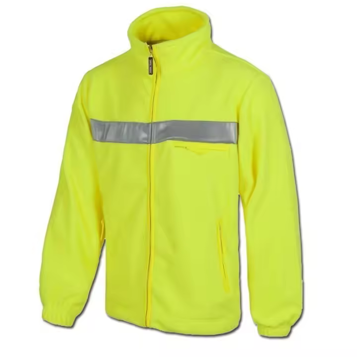 Chaqueta Polar Alta Visibilidad con Cinta Reflectante y Bolsillos con Cremallera para Trabajadores de Industria - 1