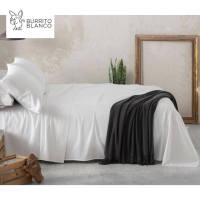 Burrito Blanco Juego de Sábanas de Algodón Saten 300 Hilos Modelo 405 BLANCO de 150 cm - details 0
