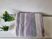 Toalla de playa, Pareo, XXL, 210 x 240 cm, 60% Algodón, 40% Viscosa, Rayas, Color Morado Lila, Blanco y Gris. Kiglam - details 2