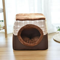 Cama De Gato Y Perro Caliente Suave Para Invierno Tamaño L/XL Color Café/Negro/Cafeína Dual Uso Nido De Descanso Para Pequeños Perros Y Gatos Pupusas Material 100% Algodón - details 12