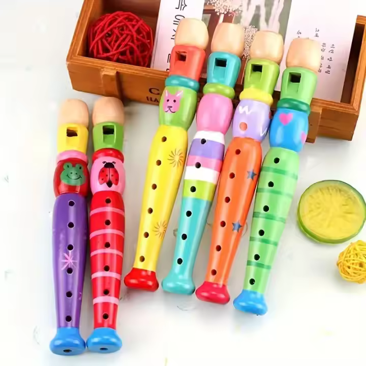 Beginner-Friendly Wooden Cartoon Flute - 6-Hole Recorder, Perfect Christmas Gift for Music Lovers, Modern Style - 1