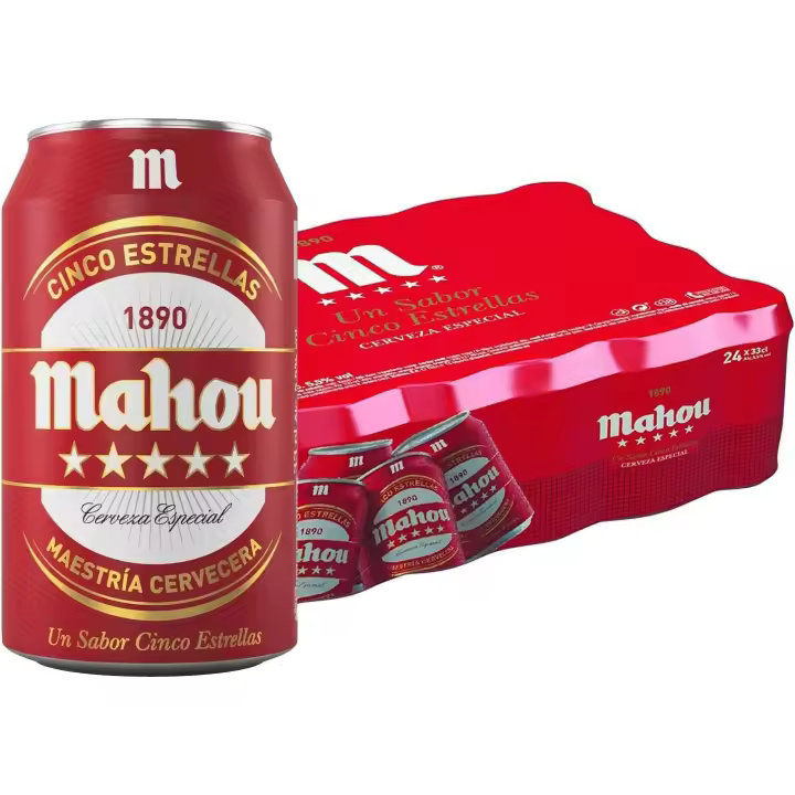 MAHOU 5 ESTRELLAS  Cerveza Lager Especial - Pack  24 latas 250ml - 1