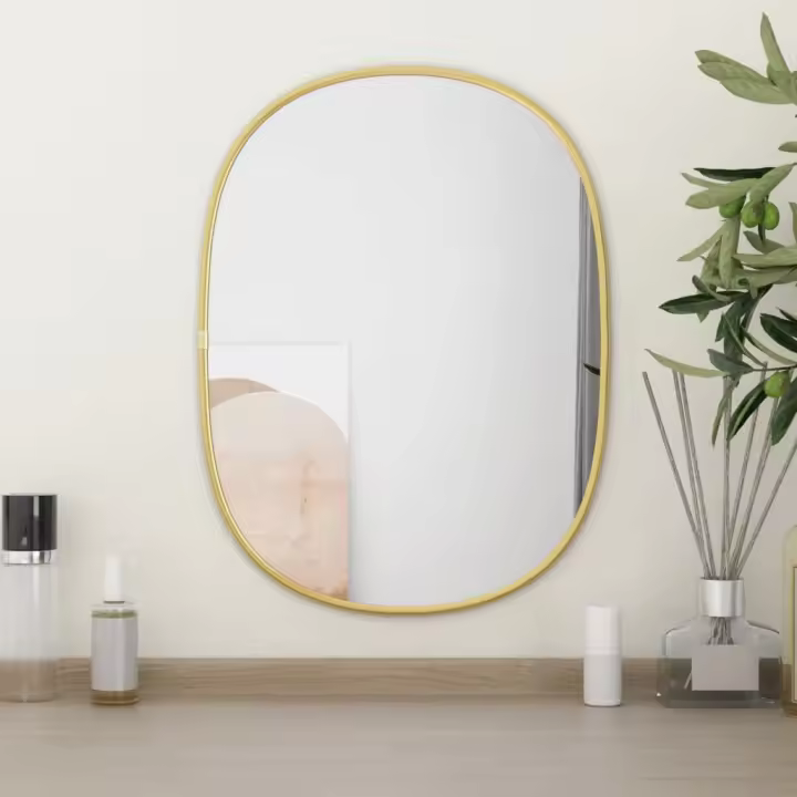 vidaXL Espejo de Pared Dorado Colgante Dormitorio Tocador Salón Decoración Color Dorado,  Negro,  Plateado y mas - 1