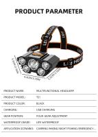 Linterna Frontal LED Recargable Con Batería Integrada Luz Fuerte Para Camping Aventura Pesca Linterna De Mano Impermeable - details 8