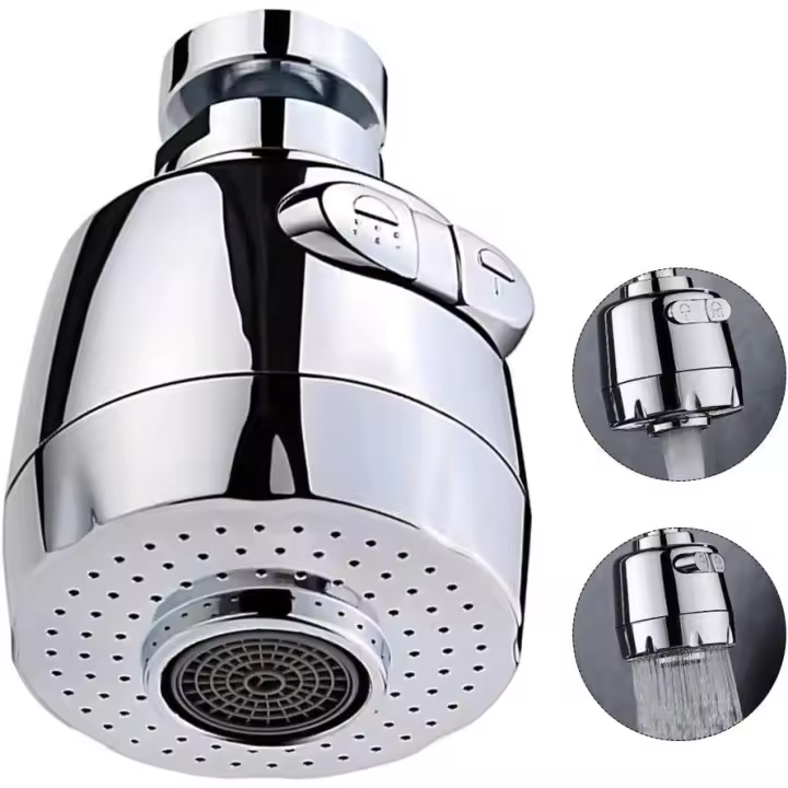 Aireador de grifo giratorio de 360 grados, cabezal de grifo de cocina, cabezal de ducha ajustable de 2 modos, rociador con filtro para cocina y baño (corto) - 1