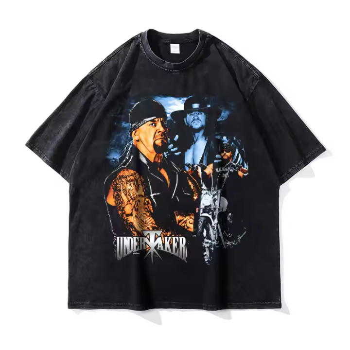 Camiseta Vintage De Undertaker Wrestler Oversize Impresión DTG Y2K Harajuku Manga Corto Hombre 100% Algodón Camiseta De Verano - 1