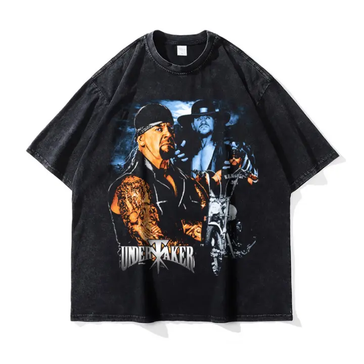 Camiseta Vintage De Undertaker Wrestler Oversize Impresión DTG Y2K Harajuku Manga Corto Hombre 100% Algodón Camiseta De Verano - 1