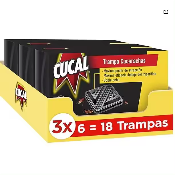 Cucal Trampa Cucarachas Insecticida con trampa de cucaracha de doble cebo máximo poder de atracción 6 uds TOTAL 3PAQUETE - 1