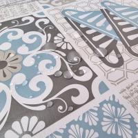Mantel PVC, Mantel de hule, Mantel de hule, Mantel para cocina, Tapete de cocina, Resistente al agua, Fácil de limpiar, Dibujo cocina, Rojo, Azul, Gris - details 1