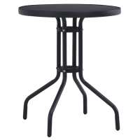 vidaXL Mesa de jardín de acero y vidrio 60 cm en color Gris claro/Negro | estructura resistente ideal para salón dormitorio o estudio - details 1