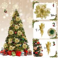 50/3pcs Flores De Navidad Plateadas Y Plateadas Artificiales Poinsettia De 14cm Adorno De Árbol De Navidad Decoración De Hogar Para Año Nuevo - details 8