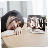 1 Set Mirror Surface Shaking Alarm Clock Electronic LED Clock with Unique Design for Home Bedroom Office Lightweight Multi Scene Use Present - details 2