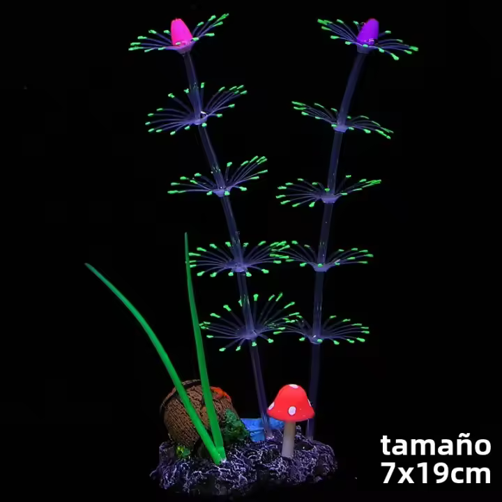 Plantas Acuáticas Simulación Artificiales En Silicón Noctilucenta Cadena Forma De Coral Adornos Para Acuarios Decoración De Paisaje De Tanque De Peces - 1