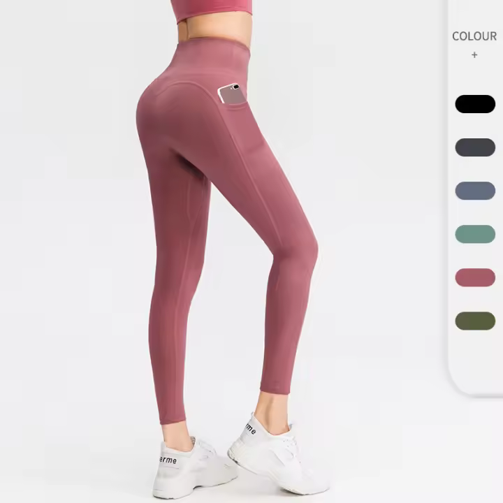 Pantalones de Yoga para mujer, mallas de entrenamiento para Fitness de colores sólidos de cintura alta, entrenamiento de gimnasia, ropa deportiva de secado rápido, mallas para correr y Yoga - 1