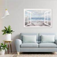 CAPRILO REGALOS & DECORACIÓN Cuadro Pared Decorativo Multicolor Marinero "Ventana Playa ". Adornos y Apliques. Muebles Auxiliares. Decoración Hogar. Regalos Originales. Pinturas. 120 x 3 x 80 cm - details 1