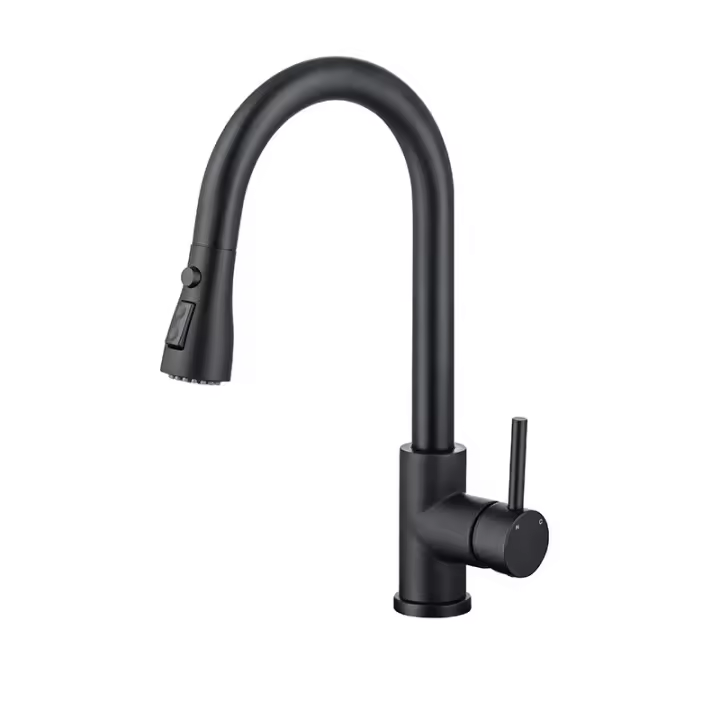 Grifo de Cocina Negro con Rociador Extraíble 360 Grados - Monomando - Acero Inoxidable - 1