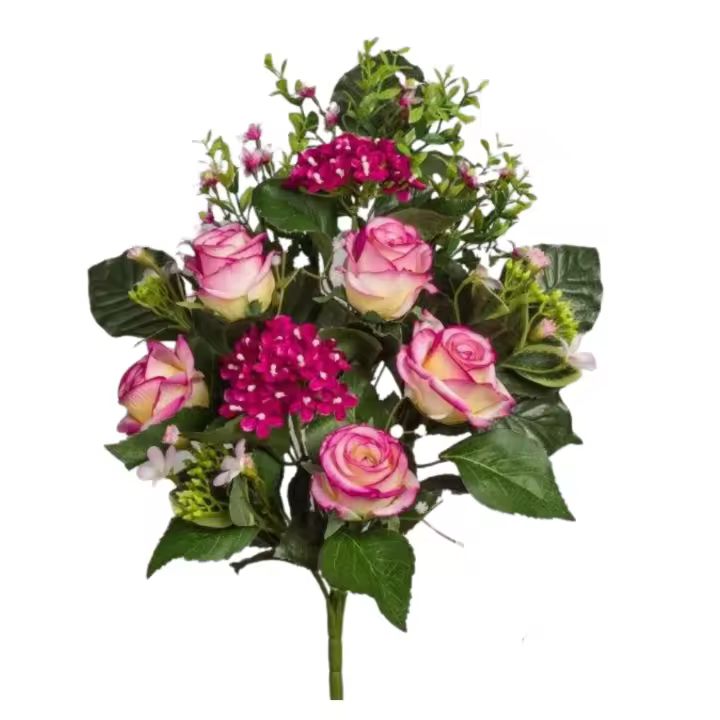 RAMO FLORES TIPO PALMA ROSAS/HYDRANGEAS ORTENSIAS VALIDO PARA EXTERIOR, TERRAZA, CEMENTERIO, DIFUNTOS REF.FC040176 - 1