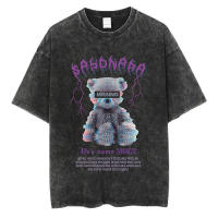 Camiseta Punk Gótica Vintage De Verano Para Hombres Y Mujeres Estampado De Oso 100% Algodón Casual Hip Hop Top Tee - details 1