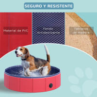 PawHut Piscina Plegable para Perros Gatos Ø80x20 cm Bañera Portátil para Mascotas PVC Antideslizante Múltiples Usos para Interiores y Exteriores - details 6