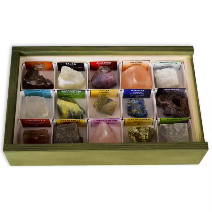 Minerales y Fósiles Nano Colección de 15 Minerales de España - 1