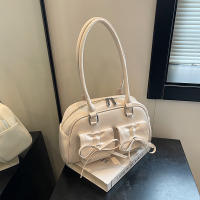 Bolso De Hombro Estilo Ballet Para Mujeres Con Lazo Bolso De Armpita Bolso De Bocce Material PU Suave Con Cierre De Cremallera - details 9