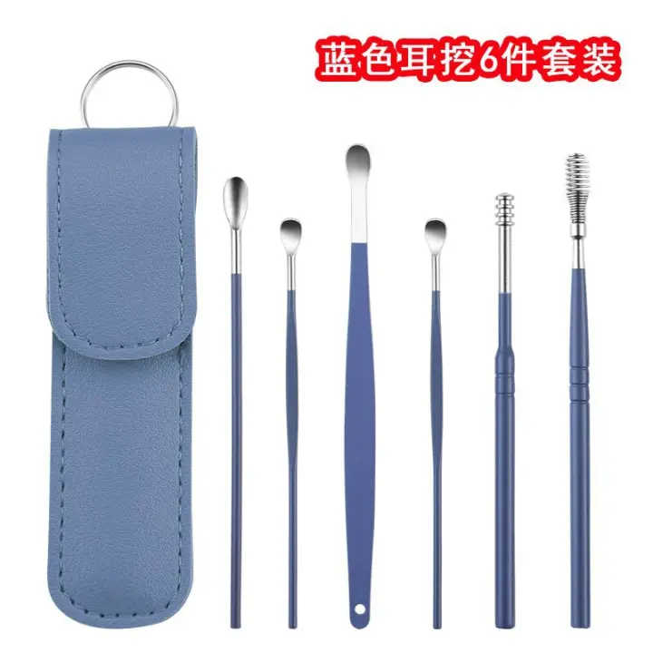 Stainless Steel Earpick Ears Cleaner Spoon Ear pick Ear Wax Removal Tool Kit Ears Spoon Care for Baby Adults 6PCS Ear Care Set - 1