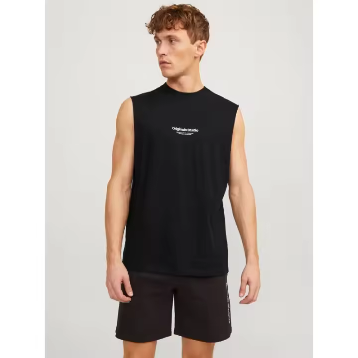 Jack&Jones - Camiseta de Tirantes para Hombre - Negro - Estampado 3D y Corte Oversized - 1