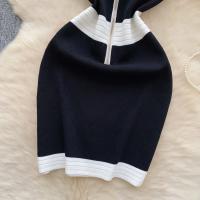New Hotsweet Midi Bodycon Dress Diseño De Cremallera Sin Mangas Estilo Verano Playa Color Bloqueado Mujer Moda Elegante - details 7