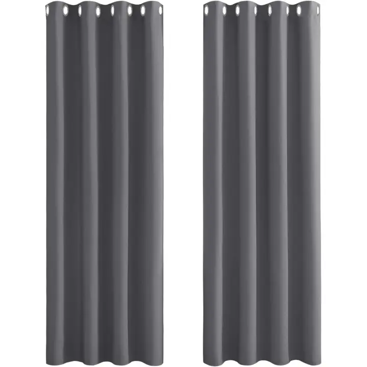 Cortinas Termicas Aislantes Frio y Calor Cortinas Opacas Dormitorio 2 Piezas 140x240 CM Blackout Curtains con Ojales Cortinas Grises Opacas Cortinas para Habitacion Salon/Comedor - 1