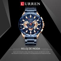 Reloj Deportivo Casual CURREN Para Hombres Con Cronógrafo Y Pantalla Grande De Acero Inoxidable Luminoso Resistente Al Agua Y De Cuarzo - details 0