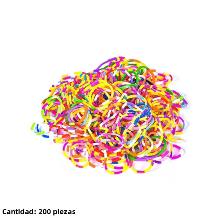 200pcs Bandas Elásticas De Doble Color Para Hacer Pulseras Y Collares DIY Regalo Para Niñas Herramienta De Tejido Loom - 1