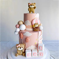 Toppers De Pastel Oso Oscuro Para Fiesta De Cumpleaños De Niños Y Niñas Decoración De Pastel Con Letras Oso Estrellas Nubes Para Baño De Muyerno - details 5