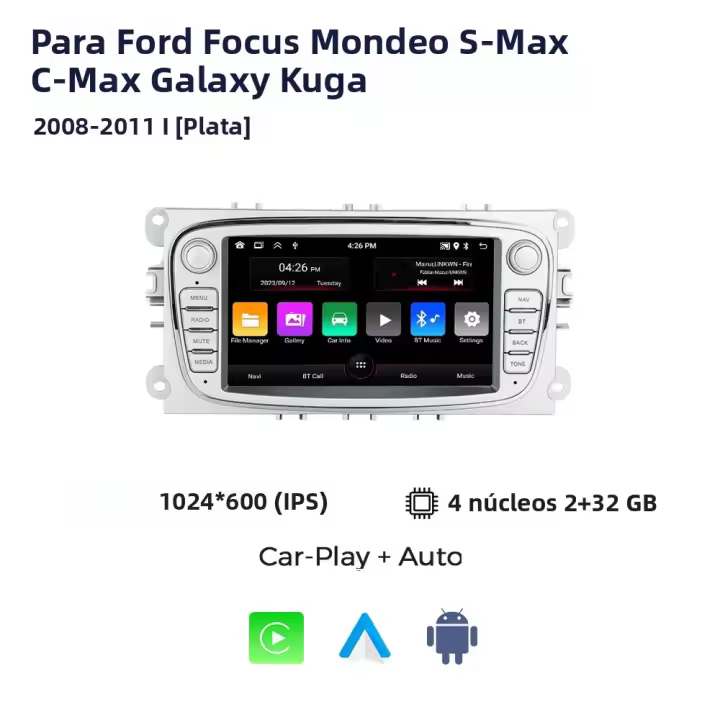 Radio GPS Navegación Android 13 WIFI Para Ford Focus 2 S-Max Mondeo Mk4 9 Galaxy C-Max Kuga 3 Stereo Auto 2 Din Con Carplay - 1