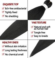 Extension De Cabello Sintético De 26 Pulgadas Color Negro Natural Pre Estirado Kanekalon Para Mujeres Y Niñas Uso Diario Y Fiestas - details 2