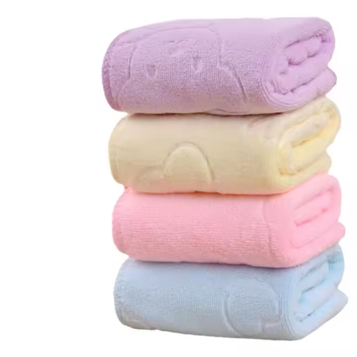 Toalla Pequeña De Microfibra Color Caramelo Para Niños Para Lavar Manos Suave Y Secado Rápido Con Gancho Para Pañuelo En El Colegio - 1