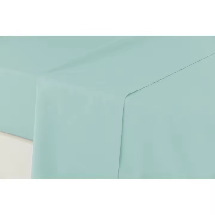 Manterol - Sábana encimera de algodón percal 200 hilos azul turquesa. Sábanas lisas de tejido natural para todas las estaciones, transpirables, duraderas y de fácil planchado. - 1
