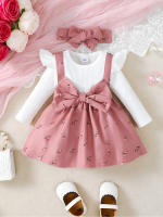 2PCS Vestido De Princesa Para Bebé Girla 0-2 Años Con Manga Larga Estampado De Flores Gran Lazo Vestido De Moda Para Bebé Niña Otoño - details 0