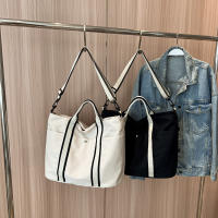 Bolsas para mujeres nuevo estilo, simple campus deportes bolsa de lona, bolso de mano, bolsa de hombro casual de gran capacidad, blanquecino - details 2