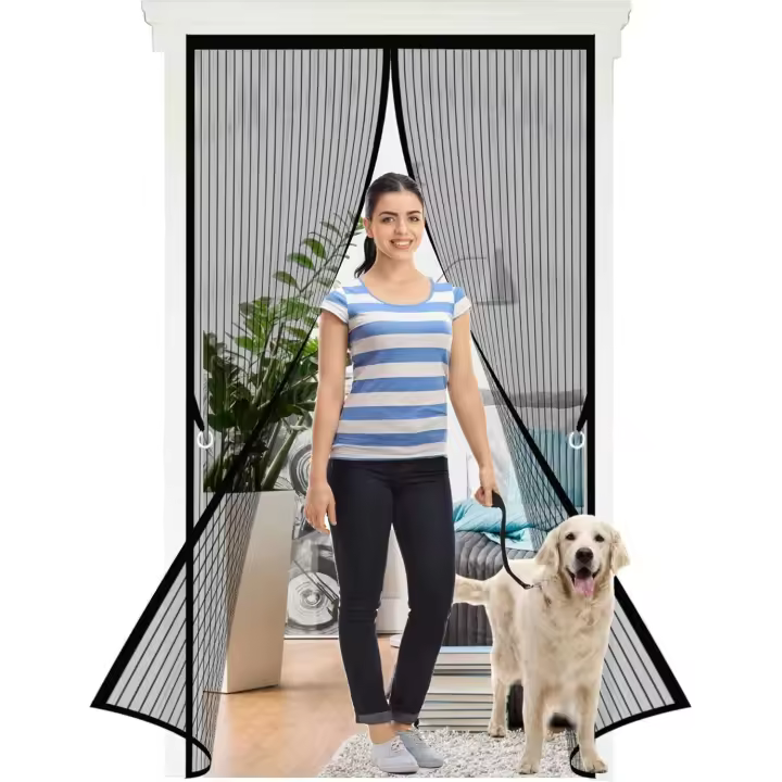 Mosquitera Puerta Magnetica 85 x 210 cm Cortina Magnetica Cortina Mosquitera para Puertas Cortina Antimosquitos Magnetica para puerta de balcón sala de estar puerta de patio, Negro - 1
