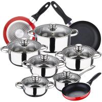 San Ignacio Batería de Cocina 12 Piezas en Acero Inoxidable con Juego de Sartenes y Tapas de Vidrio - details 0