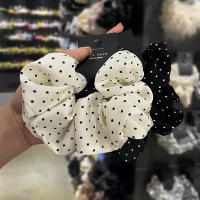 Accesorios De Pelo Coreanos Con Polka Dots Negro Y Blanco Granadilla Banda Elástica De Satén Para Coletas Estilo Adulto - details 4
