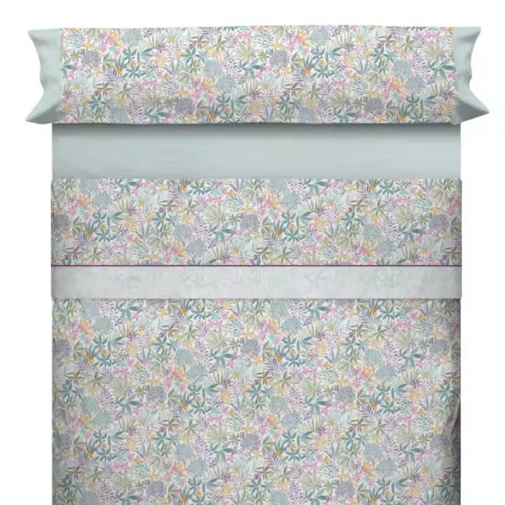 Juego de Sábanas Estampado Floral Paesa de la marca Cañete - 50% algodón + 50% poliéster - Varios tamaños disponibles - 1