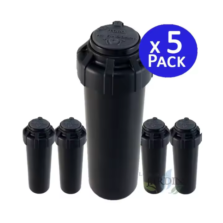 TORO Pack 5 Aspersor de riego Toro T5P RS, Ángulo ajustable 7,6 a 15,2 m, Aspersor turbina emergente 3/4'' - 1