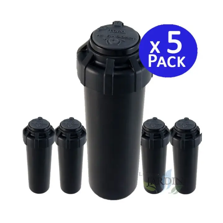 TORO Pack 5 Aspersor de riego Toro T5P RS, Ángulo ajustable 7,6 a 15,2 m, Aspersor turbina emergente 3/4'' - 1