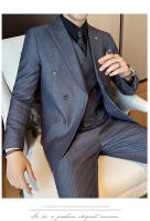 Traje De Boda Casual Para Hombre 2025 Doble Breasted 3/2 Piezas Estilo Regular Con Pantalones Sensación Alta Polyester Para Wedding - details 10
