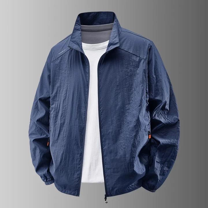 Chaqueta De Cierre De Cremallera Para Hombres Protección UV Transpirable Deporte Rápido Secado Antigolpes Casual Polyester