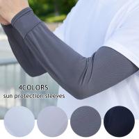 1Par De Mangas De Protección Solar Para Hombres Verano 2025 Algodón De Hielo Suave Absorbente Guantes De Hielo Para Ciclismo Running Conducción - details 0