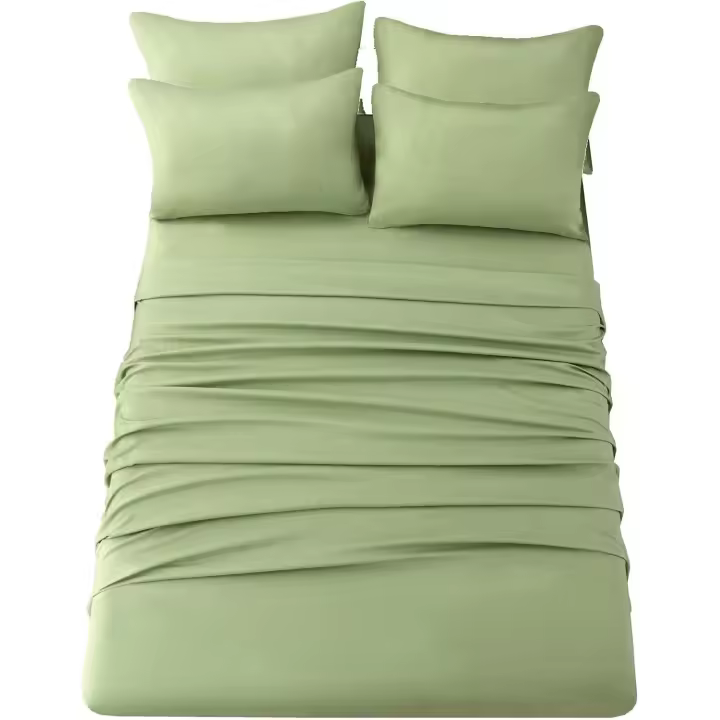 Juego de sábanas tamaño Queen: sábanas de microfibra suave, Sábana ajustable de 14 pulgadas, resistant to Las arrugas y a la decolor, transpurable, 6 piezas (Queen, Lavender) - 1