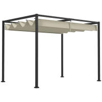 Outsunny Pérgola 3x2 m Cenador de Jardín con Techo Retráctil de Poliéster con Recubrimiento Resistente para Celebraciones Fiestas Bodas - details 0