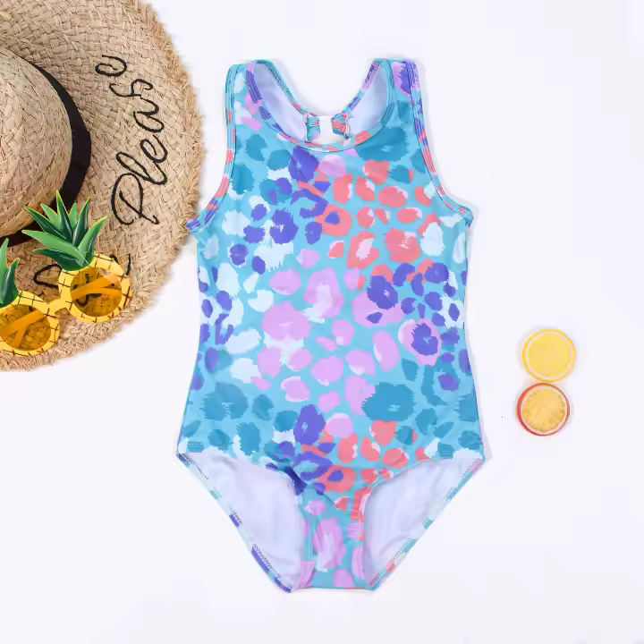 Traje De Baño Unipersonal Para Niñas Con Estampado De Leopardo 8-12 Años Moda Verano Ropa De Playa Exterior Para Niñas - 1